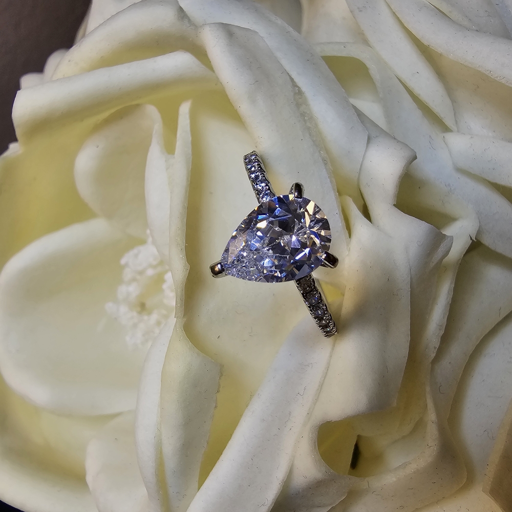 Diamonique Pear Shape Ring